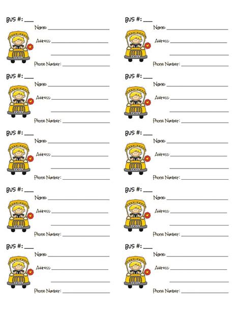 Bus Name Tags Free Printable