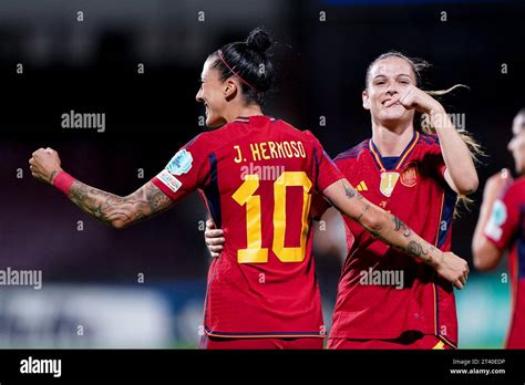 Salerno, Italy. 27th Oct, 2023. Jenni Hermoso of Spain celebrates after scoring first goal ...