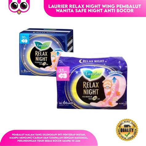 Jual LAURIER RELAX NIGHT WING PEMBALUT WANITA SAFE NIGHT ANTI BOCOR