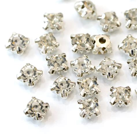 200pcs Pack 4mm Crystal Glass Round Sew On Rhinestones With Silver Claw