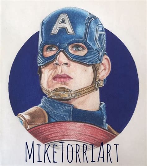 Color Pencil Drawing Of Chris Evans As Captain America By Miketorriart
