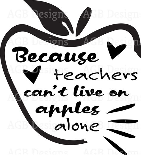 Because Teachers Can T Live On Apples Alone Teacher Gift Svg Pot