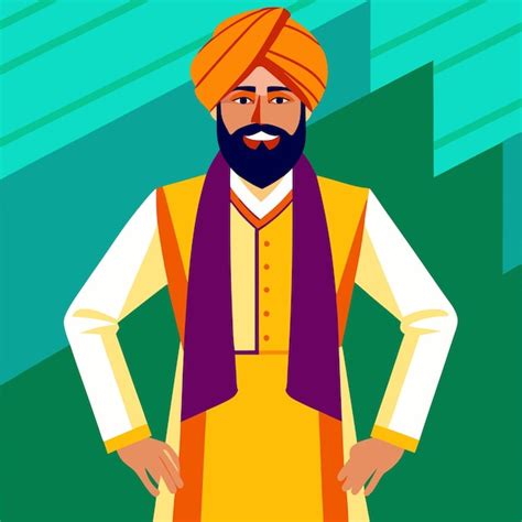 Vector Cartoon Illustration Of Punjabi Man Premium Ai Generated Image