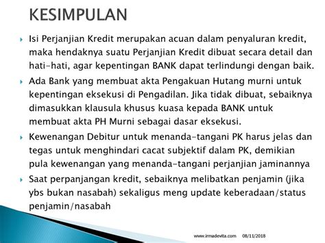 Perjanjian Kredit Oleh Irma Devita Purnamasari Sh Mkn