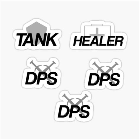 Group Game Pve Dungeon Set Stickers Tank Healer Dps Mmorpg