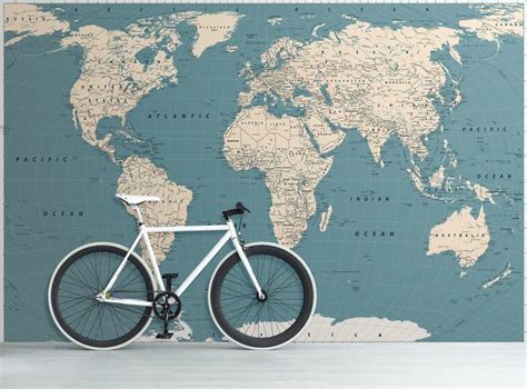 Buy Blue And White World Map Wallpaper Self Adhesive Peel And Stick