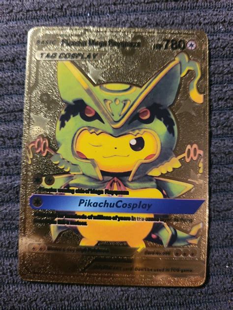 Mavin RARE Pikachu Mega Rayquaza Tag Cosplay Gold Foil Pokemon Card