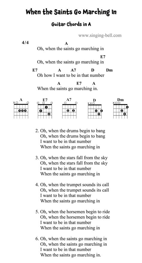 When The Saints Go Marching In Guitar Chords Sheet Music