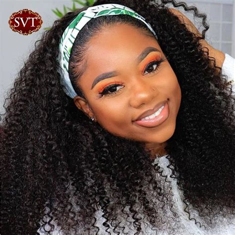 Svt Jerry Curly Headband Wig Glueless Human Hair Wigs For Black Women