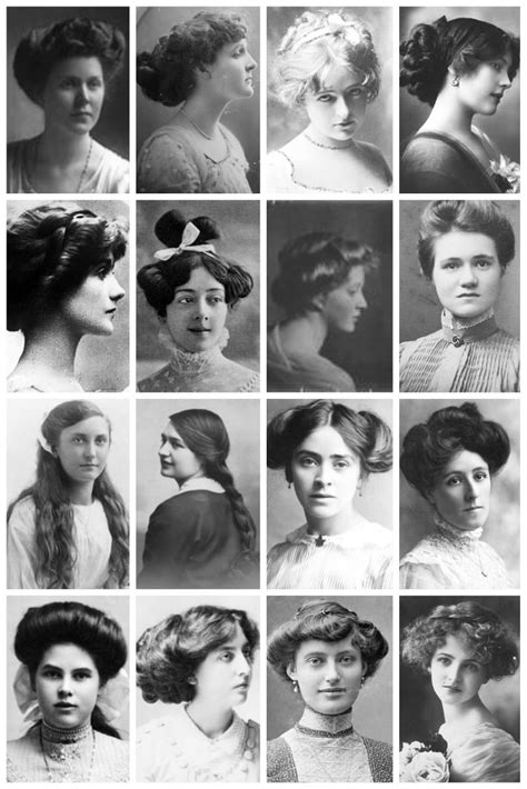 A Collection Of Edwardian Photographs Depicting Some Of The Hairstyles