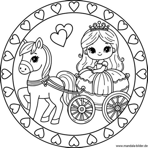 Prinzessin Kutsche Pferd Mandala Ausmalbild