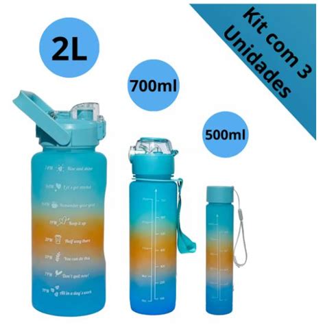 Kit 3 Garrafas Frases Motivacionais Colorida Academia Treino Shopee