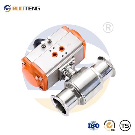 Ruoteng High Quality Sanitary Ss Manual Clamped Two Piece Straight