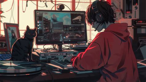 B Anime Boy Lofi Cat Desktop Computer K Wallpaper Iphone Phone