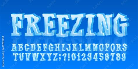 Freezing Alphabet Font 3d Cartoon Ice Letters And Numbers Stock