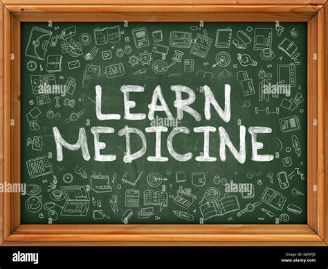 Learn Medicine Hand Drawn On Green Chalkboard Stock Photo Alamy