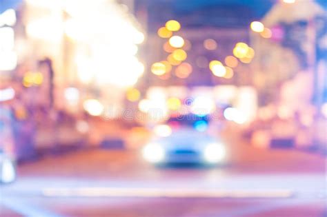 Blurred Police Car On The Street At Night Stock Image Image Of Arrest