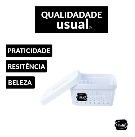 Kit 3 Cesto Organizador 2l Tampa Usual Organização Parcelamento