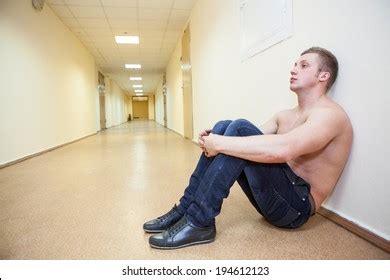 Frustrated Teenage Boy Naked Torso Sitting Stock Photo 194612123