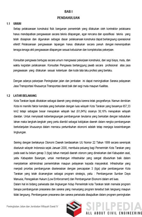 Laporan Akhir Pengawasan Teknis Peningkatan Jalan Dan Jembatan Wilayah Barat Iv Sipilpedia