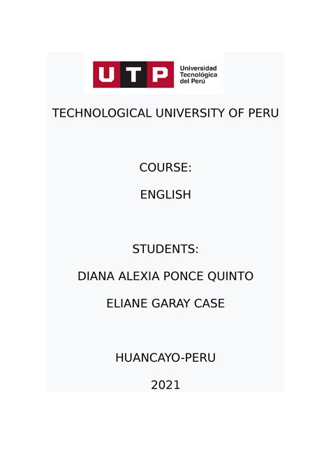 TASK14tarea De Ingles II Semana 14 TECHNOLOGICAL UNIVERSITY OF PERU