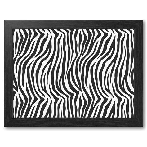 Zebra Stripes Lap Tray With Cushion Black Wood Frame Lap Trays With