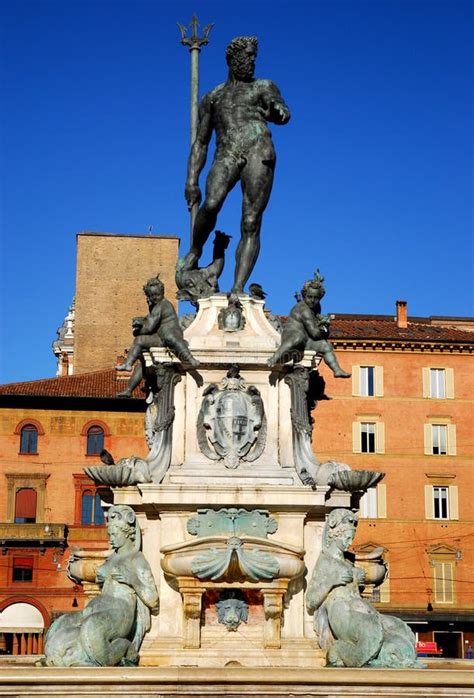 Neptune Fountain Illuminated By The Morning Sun In The City Center In