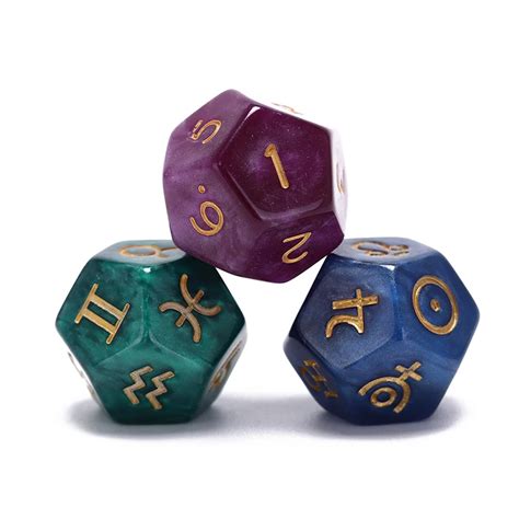 3pcs Creative Astrological Dice Set Multi Faceted Resin Dice For