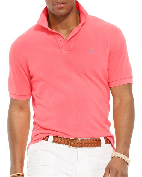 Ralph Lauren Polo Neon Mesh Polo Shirt Classic Fit In Pink For Men Coral Neon Lyst