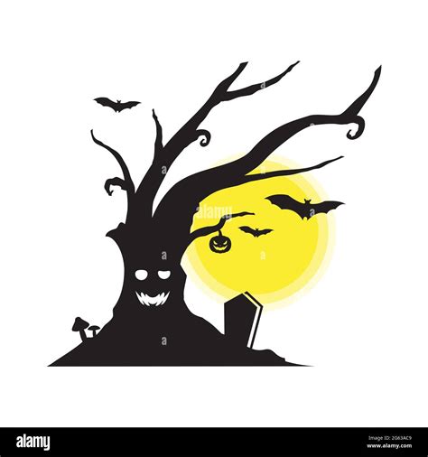 Halloween Tree For Your Design For The Holiday Halloween Vector