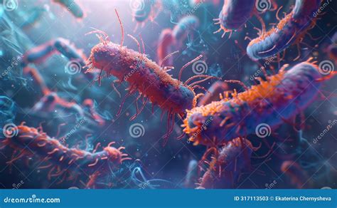 Microbiology. Intestinal Microflora. Dangerous Bacteria Under the Microscope Stock Illustration ...