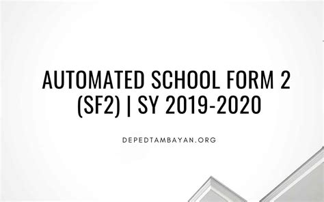 Automated School Form 2 Sf2 Sy 2019 2020