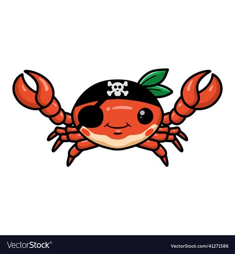 Cute Little Pirate Crab Cartoon Royalty Free Vector Image