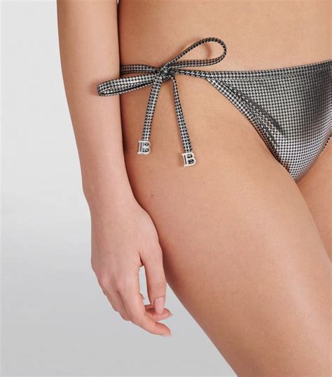 Balmain Silver Lam Houndstooth Triangle Bikini Harrods Uk