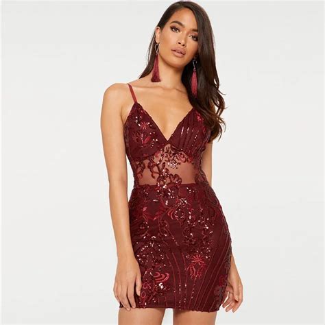 Evening Deep V Neck Sequined Sexy Dress Women Spaghetti Strap Backless