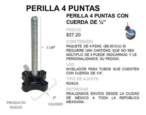 Perilla 4 Puntas De 1 1 8 Con Cuerda De 1 4 Paq 4 Pzas Meses Sin