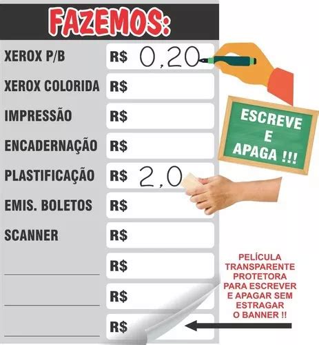 Banner Xerox Papelaria Impressão Preços Escreve E Apaga