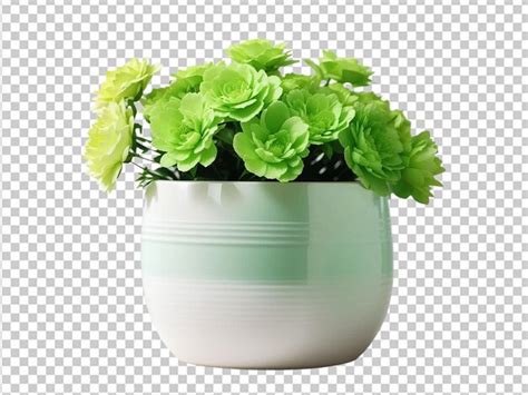 Premium Psd Green Color Flowers In White Pot