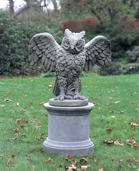 Soaring Owl Cast Stone Garden Statue Soothing Company