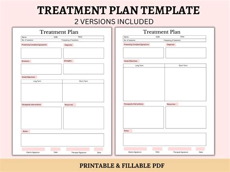 Treatment Plan Template Printable Fillable Pdf Therapist Template