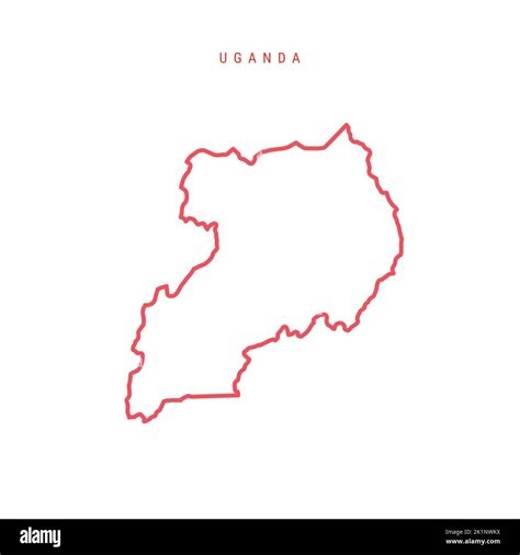 Uganda Editable Outline Map Ugandan Red Border Country Name Adjust