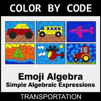 Emoji Algebra Simple Algebraic Expressions Coloring Worksheets