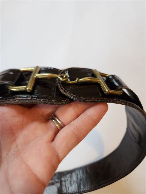 70s Horsebit Belt Italian Belt Very Dark Brown Leat Gem