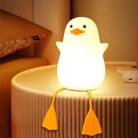 Laliled Veilleuse Bébé Enfant Canard Lampe de Nuit LED Silicone Tactile