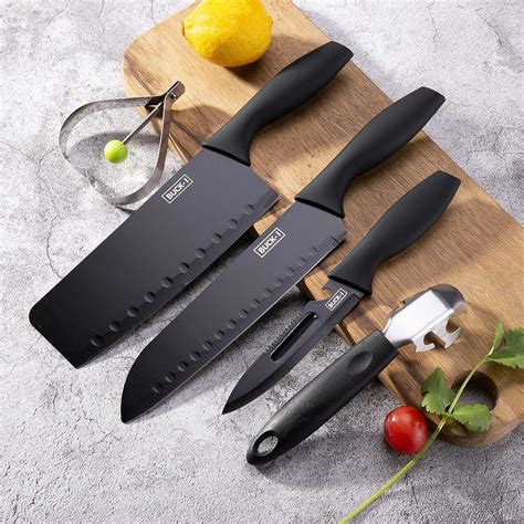 BLACK KNIFE SET 5PCS Stainless Steel Chef Knives Cooking Moms Cookware