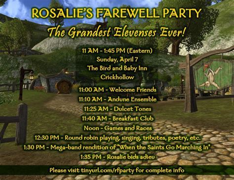 Rosalie S Farewell Party Tentative Schedule Scrolller