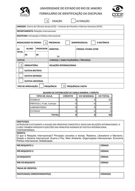 PDF FORMULÁRIO DE IDENTIFICAÇÃO DA DISCIPLINA INTRODUZIR O