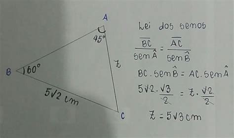 Calcule A Medida Do Lado Ac Num Triangulo Abc Sendo B Graus A