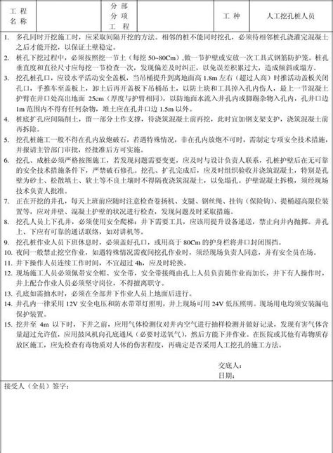 人工挖孔桩安全技术交底word文档在线阅读与下载无忧文档