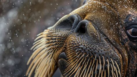 Premium Photo | A close up of a walruss face The walrus is looking at ...